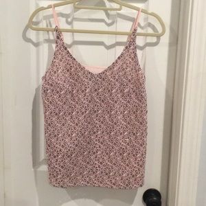 Pink tank top with detailed overlay